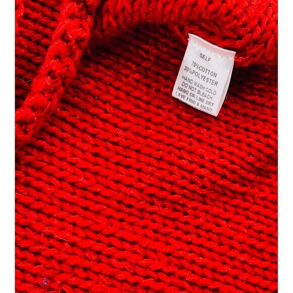 Easel Womens Loose Knit Red Sweater M/L Cotton Polyester Blend - Picture 4 of 5